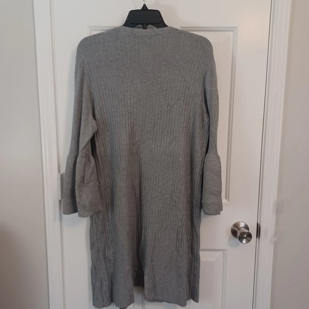 Lane Bryant Bell Sleeve Cardigan Sweater Gray Sz 14/16
